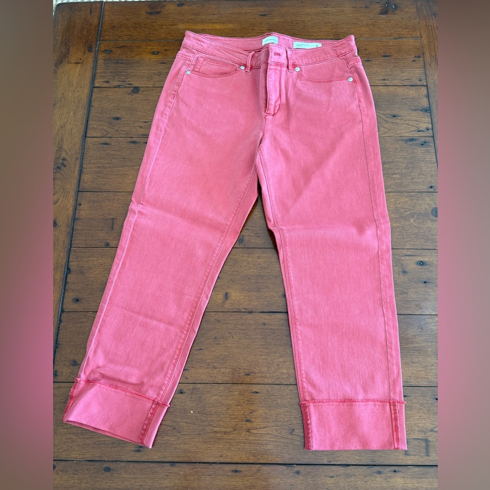 J. Jill light red denim jeans with cuff size 8. In great condition.